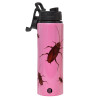 Metallic water bottle with safety lid, 850ml aluminum