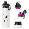 Metallic water bottle with safety lid, 850ml aluminum