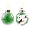 Transparent Christmas tree ball ornament with green filling 8cm