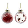 Transparent Christmas tree ball ornament with red filling 8cm