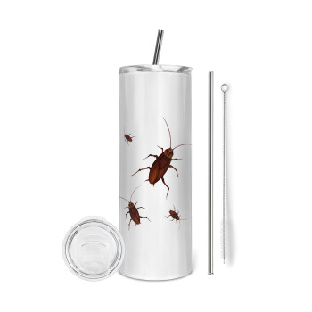 Blattodea, Eco friendly stainless steel tumbler 600ml, with metal straw & cleaning brush
