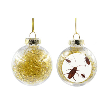 Κατσαρίδα, Χριστουγεννιάτικη μπάλα δένδρου διάφανη με χρυσό γέμισμα 8cm