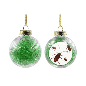 Κατσαρίδα, Χριστουγεννιάτικη μπάλα δένδρου διάφανη με πράσινο γέμισμα 8cm
