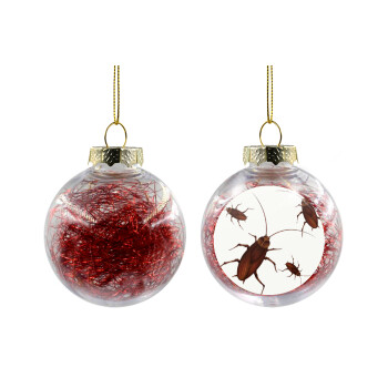 Κατσαρίδα, Χριστουγεννιάτικη μπάλα δένδρου διάφανη με κόκκινο γέμισμα 8cm