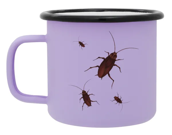 Blattodea — Metal enamel mug, matte light pastel purple, 360ml