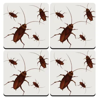 Blattodea, ΣΕΤ 4 Σουβέρ ξύλινα τετράγωνα (9cm)