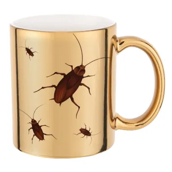 Blattodea, Mug ceramic, gold mirror, 330ml