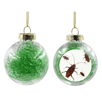 Blattodea, Transparent Christmas tree ball ornament with green filling 8cm