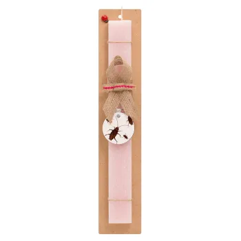 Blattodea, Easter Set, wooden keychain & scented flat Easter candle (30cm) (PINK)