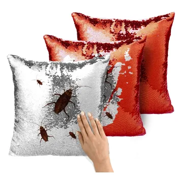 Blattodea, Μαξιλάρι καναπέ Μαγικό Κόκκινο με πούλιες 40x40cm περιέχεται το γέμισμα