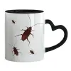 Mug heart black handle, ceramic, 330ml