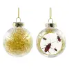 Transparent Christmas tree ball ornament with gold filling 8cm