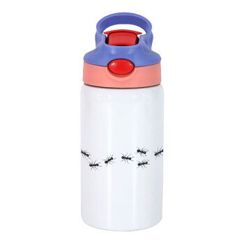 Ants, Children's hot water bottle, stainless steel, with safety straw, pink/purple (350ml)