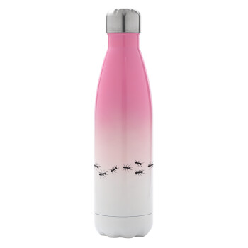 Ants, Metal mug thermos Pink/White (Stainless steel), double wall, 500ml