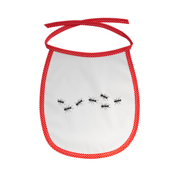 Μυρμήγκια, Σαλιάρα μωρού αλέκιαστη με κορδόνι Κόκκινη