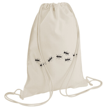 Μυρμήγκια, Τσάντα πλάτης πουγκί GYMBAG natural (28x40cm)