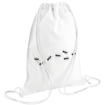Μυρμήγκια, Τσάντα πλάτης πουγκί GYMBAG λευκή (28x40cm)