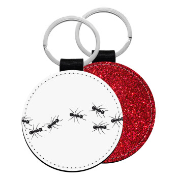 Ants, Μπρελόκ Δερματίνη, στρογγυλό ΚΟΚΚΙΝΟ (5cm)