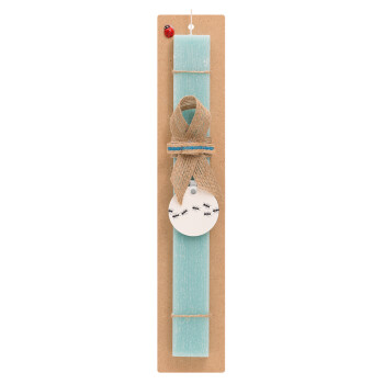 Ants, Easter Set, wooden keychain & aromatic flat Easter candle (30cm) (TURQUOISE)