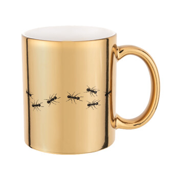Ants, Mug ceramic, gold mirror, 330ml