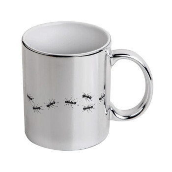 Ants, Mug ceramic, silver mirror, 330ml