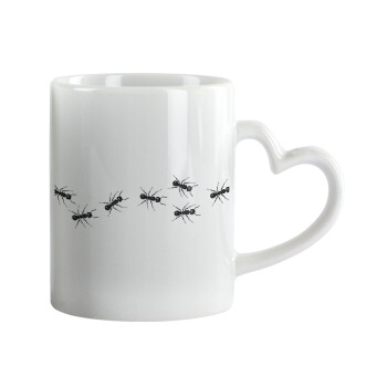 Ants, Mug heart handle, ceramic, 330ml