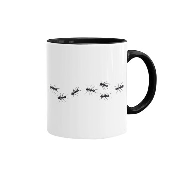 Μυρμήγκια, Κούπα χρωματιστή μαύρη, κεραμική, 330ml