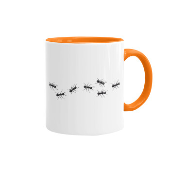 Μυρμήγκια, Κούπα χρωματιστή πορτοκαλί, κεραμική, 330ml
