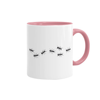 Μυρμήγκια, Κούπα χρωματιστή ροζ, κεραμική, 330ml