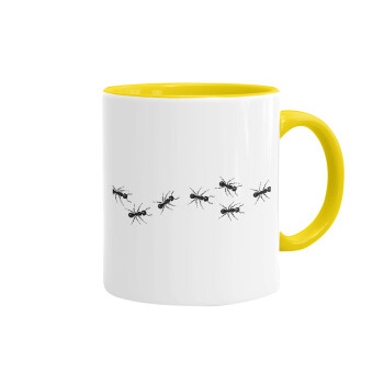 Μυρμήγκια, Κούπα χρωματιστή κίτρινη, κεραμική, 330ml