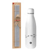 Easter Set, metallic stainless thermos bottle (500ml) & scented flat Easter candle (30cm) (GRAY)