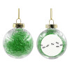 Transparent Christmas tree ball ornament with green filling 8cm