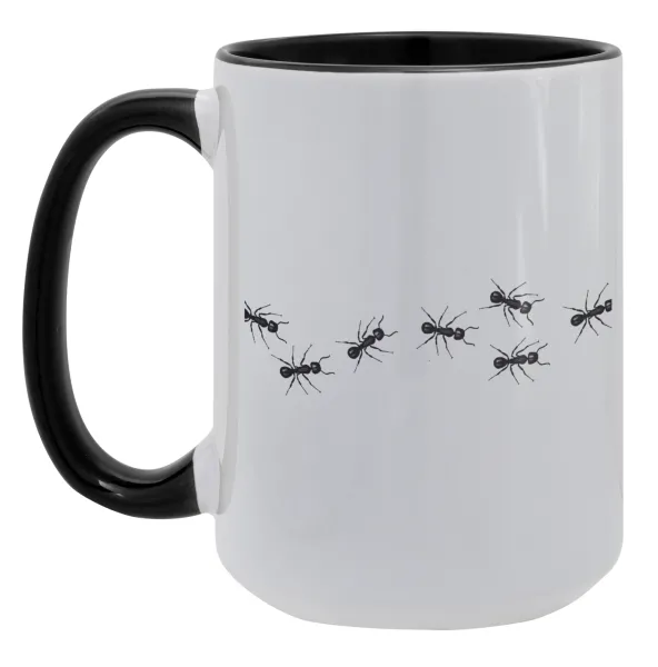 Ants — Mega mug 15oz, black ceramic, 450ml