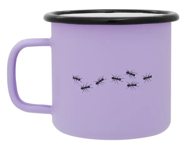 Ants — Metal enamel mug, matte light pastel purple, 360ml