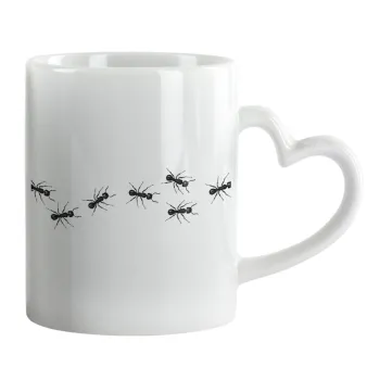 Ants, Mug heart handle, ceramic, 330ml