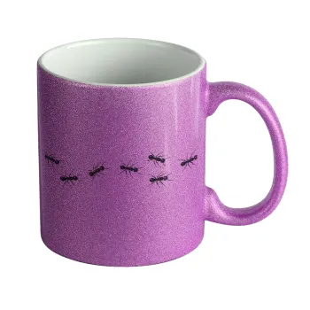 Ants, Κούπα Μωβ Glitter που γυαλίζει, κεραμική, 330ml