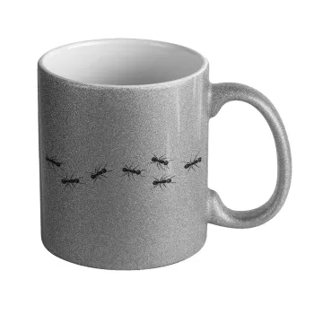 Ants, Κούπα Ασημένια Glitter που γυαλίζει, κεραμική, 330ml