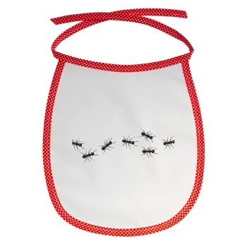 Μυρμήγκια, Σαλιάρα μωρού αλέκιαστη με κορδόνι Κόκκινη