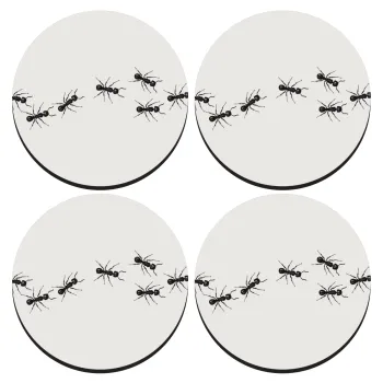 Μυρμήγκια, ΣΕΤ 4 Σουβέρ ξύλινα στρογγυλά (9cm)