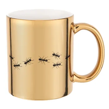 Ants, Mug ceramic, gold mirror, 330ml
