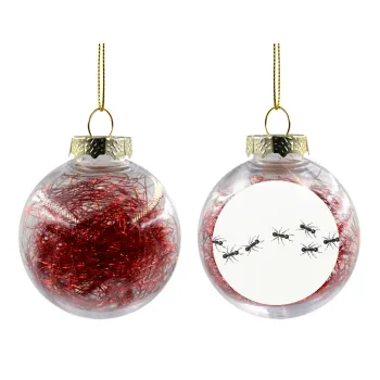 Ants, Transparent Christmas tree ball ornament with red filling 8cm