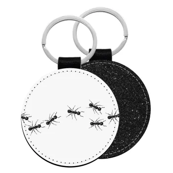 Μυρμήγκια, Μπρελόκ Δερματίνη, στρογγυλό ΜΑΥΡΟ (5cm)