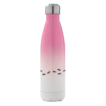 Ants, Metal mug thermos Pink/White (Stainless steel), double wall, 500ml