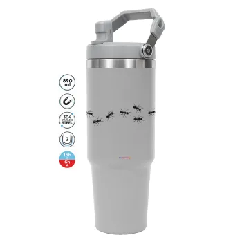Ants, GREY color, 890ml (30oz) stainless Steel Tumbler with Handle