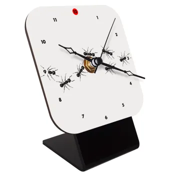 Ants, Quartz Wooden table clock with hands (10cm)