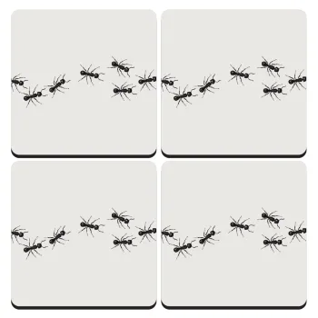 Μυρμήγκια, ΣΕΤ 4 Σουβέρ ξύλινα τετράγωνα (9cm)