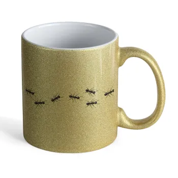 Ants, Κούπα Χρυσή Glitter που γυαλίζει, κεραμική, 330ml