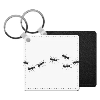 Μυρμήγκια, Μπρελόκ Δερματίνη, τετράγωνο ΜΑΥΡΟ (5x5cm)