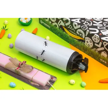 Μυρμήγκια, Πασχαλινή Λαμπάδα με Travel Tumbler θερμό με διπλό καπάκι (600ml, BPA free) & κερί αρωματικό πλακέ (30cm) (ΡΟΖ)