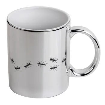 Ants, Mug ceramic, silver mirror, 330ml